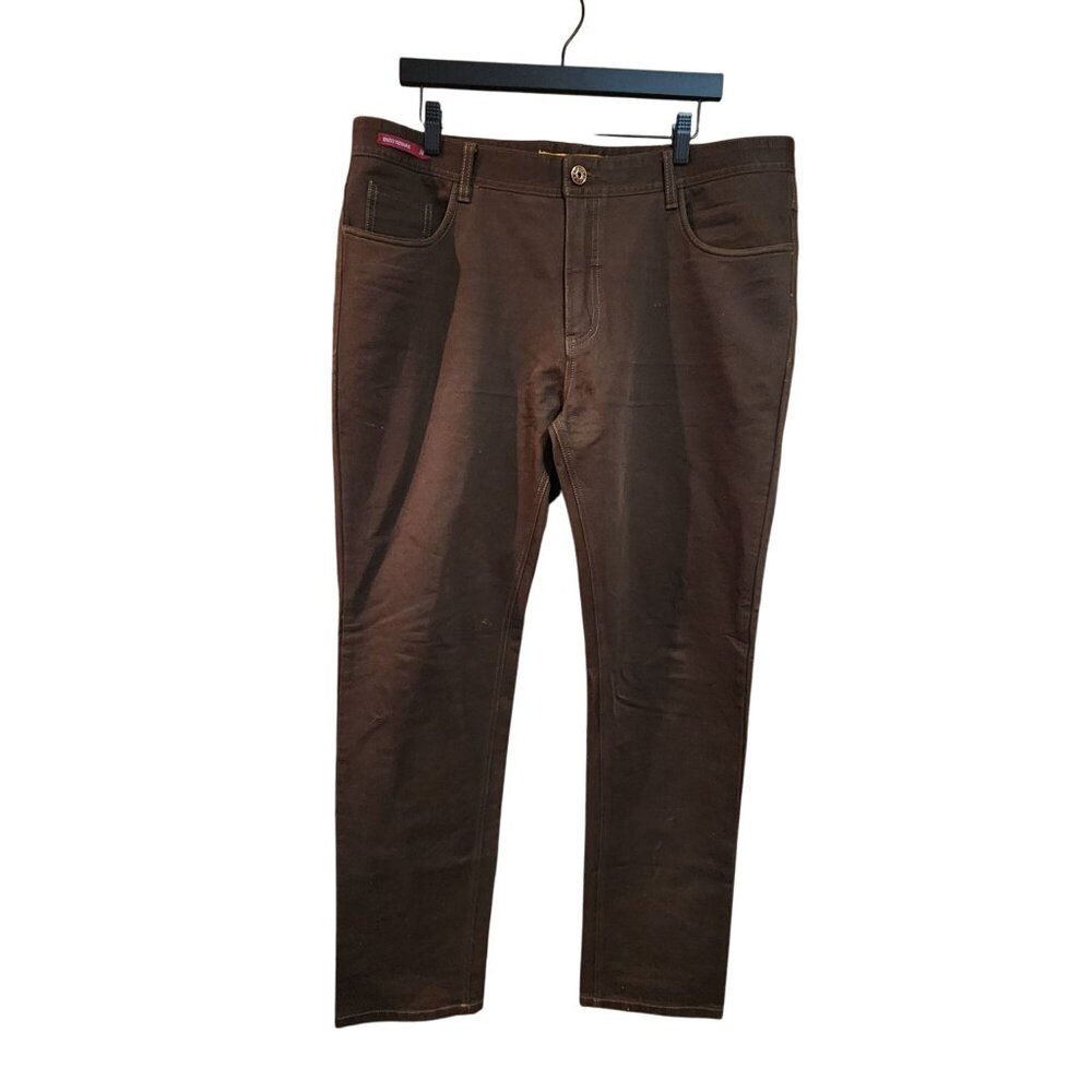 Enzo Tovare Mens Brown Denim Jeans Size 38 Straight Fit Casual Trousers 38